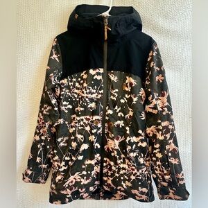 Roxy Floral Ski Snow Jacket Women’s Medium Black Pink Thinsulate DryFlight